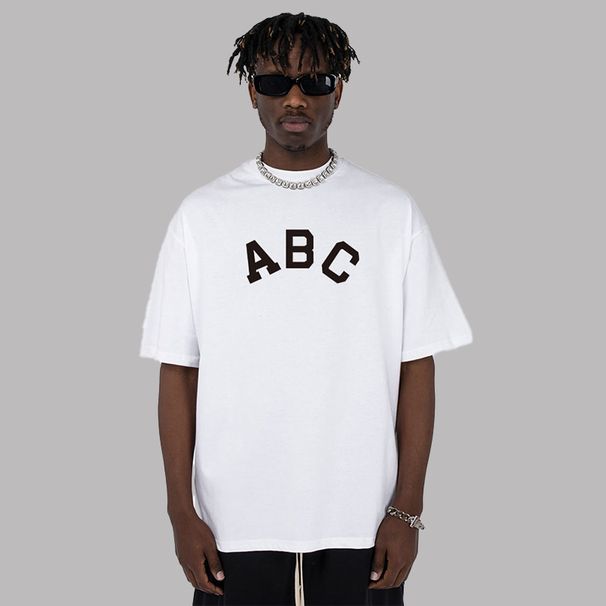 Men's Clothing High Street American ABC Digital Printing Couple Wear Loose Short Sleeved T Shirt Summer Tide_viptrois.com