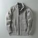 Men's Clothing Stand Up Collar Knitted Cardigan Plus Velvet Men's Stand Collar Knit Cardigan Fleece Lined Thick Warm Casual Versatile Sweater Jacket_viptrois.com