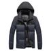 Cotton-padded Men's Contrasting Colors, Slim Fit, Simple Removable Hat, Thickened Hooded Jacket Men_viptrois.com