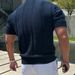 2025 Spring Summ Casual Men's Mesh Shirts Slim Fit Knitted Short Sleeve Polo Tops Men Vintage Lapel Solid Color_viptrois.com
