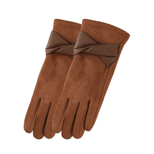 Women's Gloves Winter Gloves For Women, Suede Cold Proof Warm Gloves For Women, Plush And Thick Gloves For Men, Bow Touch Screen Gloves For Women_viptrois.com