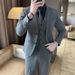 Men's Two-Button Slim Fit Suit Set – Business Formal & Wedding Blazer With Notch Lapel & Center Vent (Navy/Black/Gray, Optional Vest)_viptrois.com