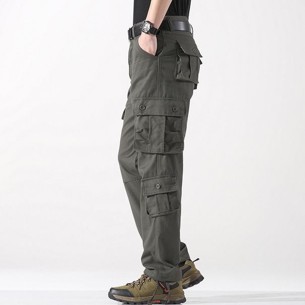 Men's Clothing Men's Large Size Straight Sports Pants Outdoor Casual Trousers Multi Pocket Loose Work Pants_viptrois.com