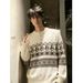 Pure Christmas Penguin Fair Isle Henry Collar Sweater Men's Autumn And Winter American Retro Jacquard Pullover Knitted Top_viptrois.com