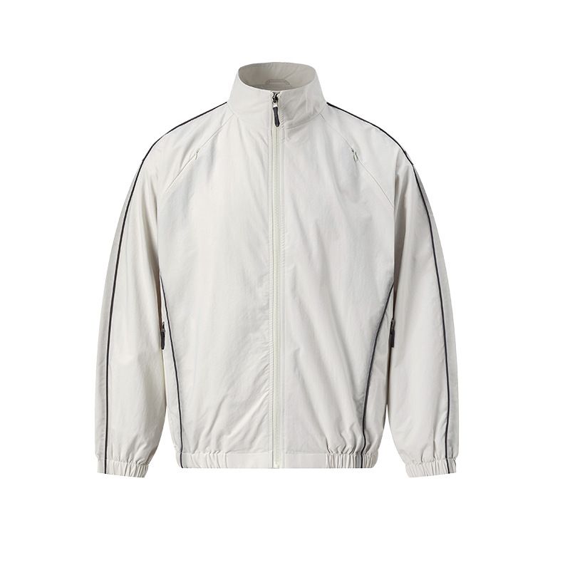 Men's Clothing Color-Block Stand Collar Jacket - Stylish & Versatile Casual Outerwear For Autumn, Windproof & Durable Polyester, Loose Fit Streetwear_viptrois.com