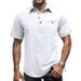 Men's Clothing Button Lapel Pocket Fashion Short Sleeved Shirt_viptrois.com