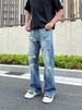 Retro Washed Cut Hole Jeans Men's Loose Straight High Street Vibe Style Wide Leg Youth Mopping Pants_viptrois.com