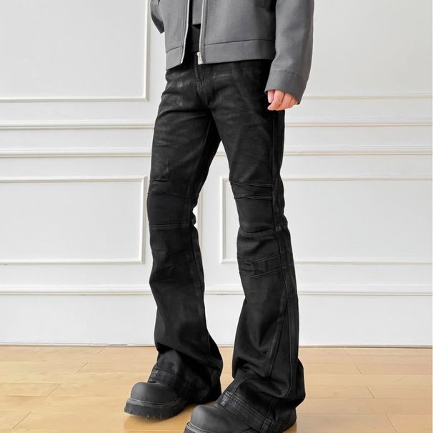 American High Street Retro Heavyweight Floor Length Wide Leg Jeans For Men, Niche Streetwear Brand, Slightly Flared Pants_viptrois.com