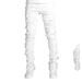 Black Stacked Jeans With Rips, Patches, Distressed Jeans, Streetwear, Men's Pants, Casual Slim Fit_viptrois.com