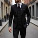 Men's Double-Breasted Suit Set 3-Piece Slim Fit Business & Wedding Blazer Vest Pants (13 Colors, US XXS-XXXL/Asian M-6XL)_viptrois.com
