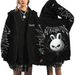 Stray Kids Inspired Zip-Up Hoodie With Harajuku Print - Oversized Unisex Pullover With Front Pockets, Fleece Lined For Comfort_viptrois.com