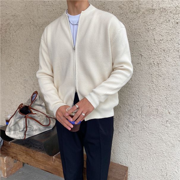 Men's Clothing Autumn Zipper Cardigan Men's Knitted Sweater Loose Trendy Casual Outerwear Sweater Men's Thin Jacket_viptrois.com