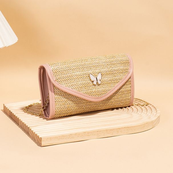 Women's Bags Simple Straw Bag Small Bag Wholesale Casual Small Square Bag Girls All Match Chain Bag Niche Bag_viptrois.com