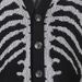 Halloween Skull Print Cardigan – Acrylic Knit Open-Front Sweater For Men & Women (S-3XL, Black/Khaki/Army Green, Oversized Fit, Gothic Streetwear)_viptrois.com