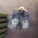 Men's Clothing Painted Graffiti Denim Shorts Men's Heavyweight Trend Handsome Scratched Hole Washed Shorts Men_viptrois.com