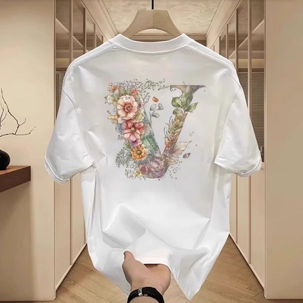 Men's Clothing Short Sleeved Ins Pure Cotton Summer New Men's Printed T Shirt Trendy Men And Women All Match Round Neck T Shirt Men_viptrois.com