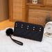 Women's New Diamond Quilted Wallet - Long RFID Blocking Card Holder With Pom Pom & Studs (Crossbody Purse For Women)_viptrois.com