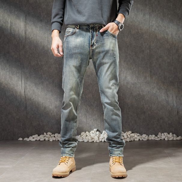 Classic Men's High End Jeans Stretch Straight Leg Casual Versatile Simple Long Pants Korean Trendy Brand New Spring Style_viptrois.com