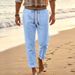 Men's Clothing Summer Casual Loose Bohemian Linen Trousers Straight Leg Beach Couple Pants_viptrois.com