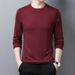 Men's Mulberry Silk Long Sleeve T-Shirt Round Neck Spring New Business Casual Versatile Top Solid Color Base Tee_viptrois.com