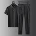 Polo Collar Stretch Ultra-thin Quick-dry Ice Silk Short Sleeve Two-piece High-end Men's Lapel Set_viptrois.com