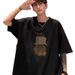 China-Chic Summer T-shirt Male Bear Print Loose Fashion Casual Versatile Bottoming Shirt Cotton Short Sleeved_viptrois.com