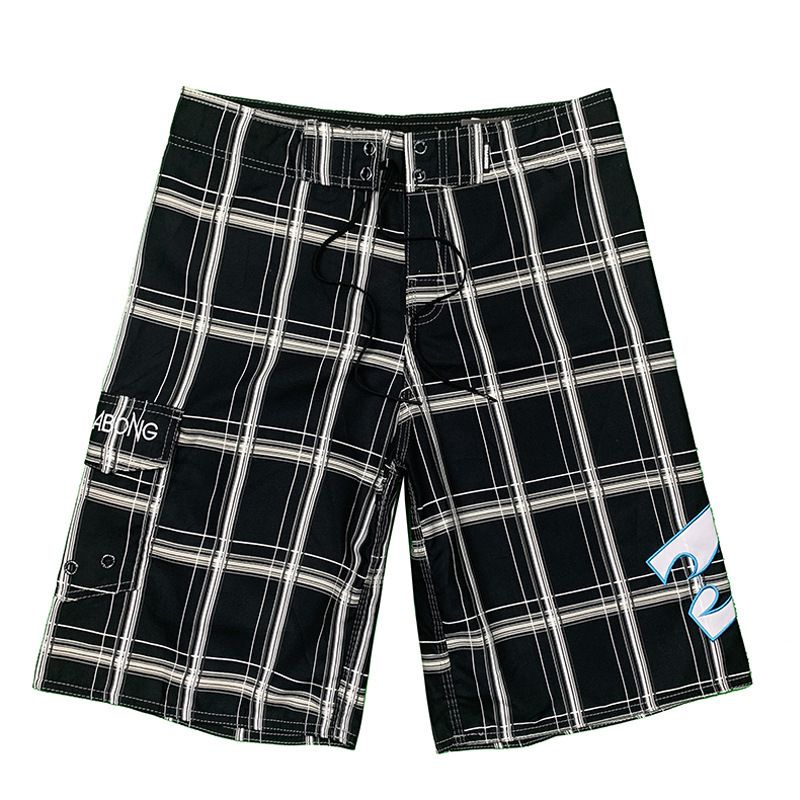 Men's Quick-Drying Loose Large Size Beach Pants Seaside Vacation Grid Five-Point Shorts_viptrois.com