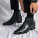 Men's Chelsea Boots Business Casual Leather Shoes Low-Cut Comfortable Slip-On For Work & Daily Wear (Black/Brown)_viptrois.com