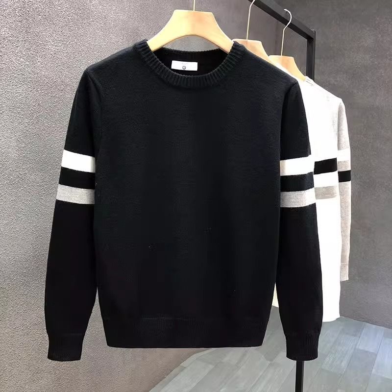 Men's Clothing Round Neck Sweater Knitted Sweater Men's Trendy Brand Handsome Autumn And Winter Bottoming Shirt New Men's Temperament Slim Top_viptrois.com