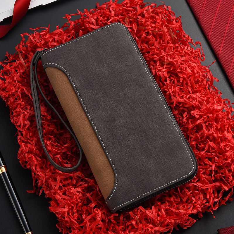 Men's Bags Men's Long Wallet Men's Clutch Zipper Frosted Texture Multifunctional Fashion Coin Card Holder Mobile Phone Bag_viptrois.com