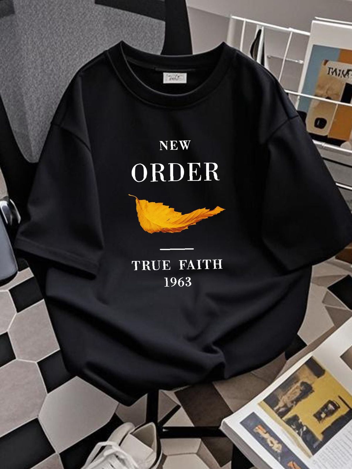 New Order True Faith T Shirt Mens Licensed Rock N Roll Band Retro Tee Navy Blue Stretched Unisex Comfortable Graphic Stylish Versatile_viptrois.com