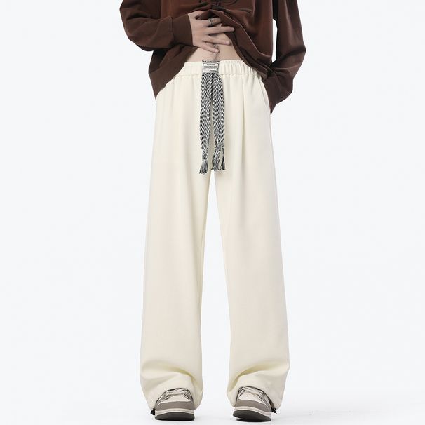 Men's Trendy American Style Sports Sweatpants Spring Autumn 2025 Loose BF Lazy Straight Leg Casual Long Pants_viptrois.com