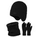 Men's knitted hat and fleece ear-protection thermal hat wool blend outdoor thickened gloves bib set_viptrois.com