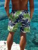 Unbeatable Quality Men's Fitness, Sports, Leisure, Loose Five Quarter Shorts, Personalized Leaf Print, Fashionable Men's Shorts_viptrois.com