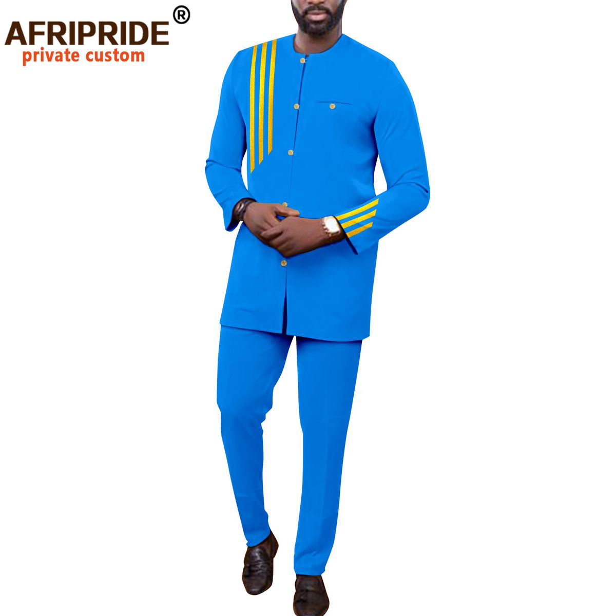 Men's clothing African men slim two piece set_viptrois.com