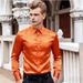 Men's Clothing Satin Nightclub Shirt - Breathable & Wrinkle-Free Long Sleeve, Metallic Trim, Loose Fit (White/Black/Red/Grey,S-XXL)_viptrois.com