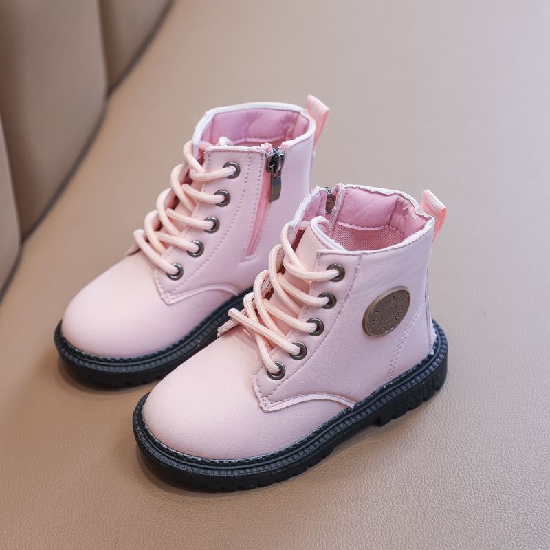 Four Seasons Child Shoes Short Ankle Snow Boots Sports Boy Girl Shoe Fashion Soft PU Leather Warm Toddlers Big Kid Boot_viptrois.com