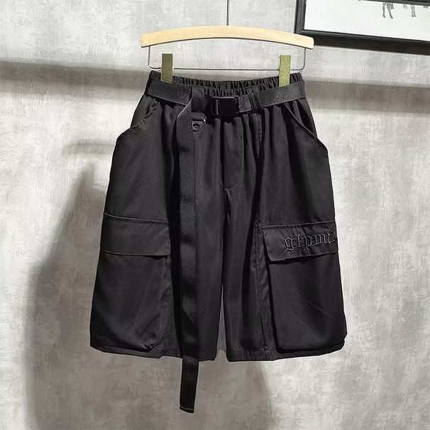 Men's Clothing Retro Workwear Shorts Summer High Street Fashion Brand With Large Pockets Embroidered Loose Casual Shorts_viptrois.com