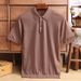 Men's Clothing Worsted Short Sleeved Wool Sweater Men's Polo Shirt Spring And Autumn Wear Light Mature Casual Solid Color Knitted Sweater_viptrois.com