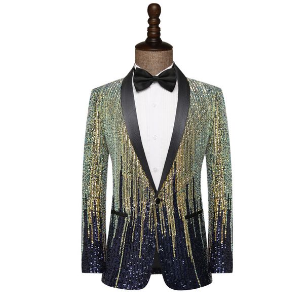 Men's Clothing Meteor Gradient Sequin Suit Jacket Performance Clothes Bar Singer Stage Performance Host Catwalk Suit_viptrois.com