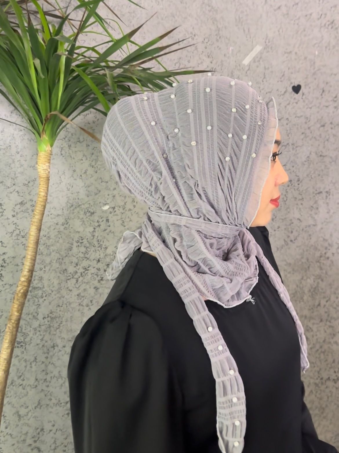 Women's Hijab headscarf lace mesh breathable headscarf beaded diamond elastic lace ladies hood cap_viptrois.com
