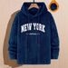 Men's Clothing Men's Sweatshirt Lamb Wool Loose Letter Embroidered Pocket Hooded Jacket_viptrois.com