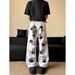 Palm Print Flared Jeans Men's Summer New Style Hiphop American Street Style Hip Hop Loose Slim Long Pants_viptrois.com