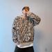 Pure Factory Direct Supply Autumn Winter Trendy Brand Retro Lazy Color-Block Leopard Print Brushed Warm Round Neck Knitted_viptrois.com