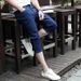 Men's Clothing Retro Ripped Denim Shorts Loose Straight ShortsThin Mid Length Pants_viptrois.com