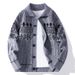Men's Retro Jacquard Collar Cardigan – Long-Sleeve Knit Sweater For Teens & Adults ( Warm Layering Piece, Unisex Fashion Statement)_viptrois.com