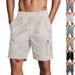 Men's Clothing Men's Work Shorts Outdoor Khaki Linen Beach Shorts_viptrois.com