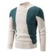 "Men's High Neck Color Block Pullover Sweater – Plus Size Knitwear, Stylish & Comfortable Casual Base Layer (M-4XL)"_viptrois.com
