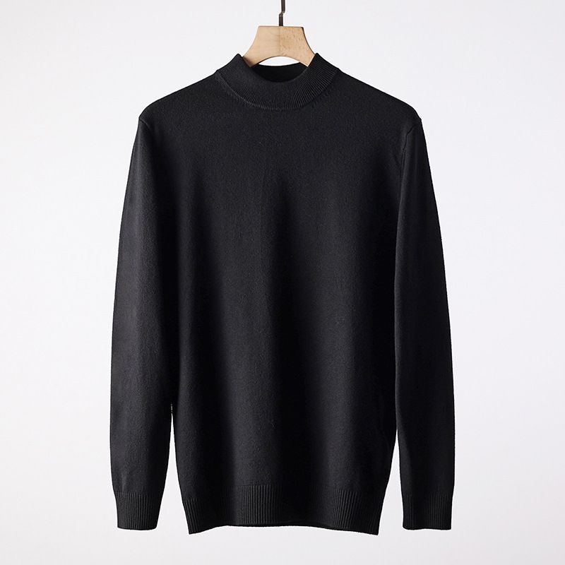Men's Clothing Classic Slim-Fit Men's Knit Sweater - Soft Semi-Turtleneck Pullover, Solid Color Minimalist Design ( M-3XL)_viptrois.com