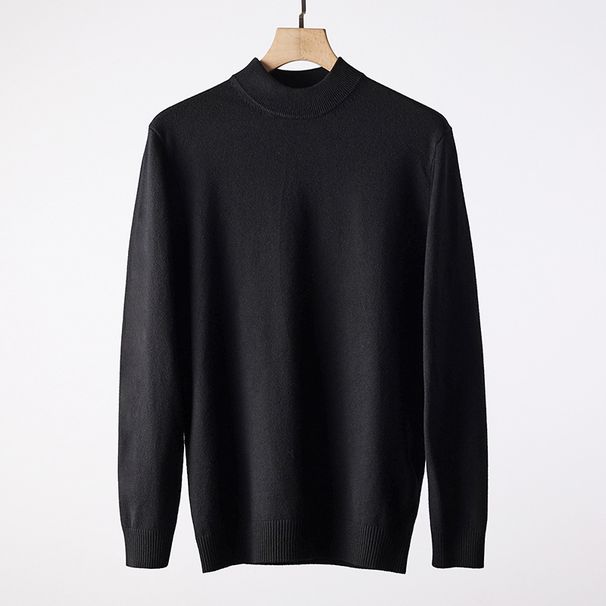 Men's Clothing Classic Slim-Fit Men's Knit Sweater - Soft Semi-Turtleneck Pullover, Solid Color Minimalist Design ( M-3XL)_viptrois.com